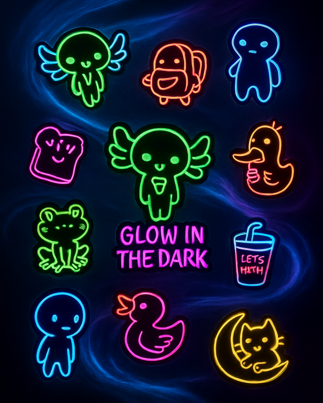 10 Glowing Neon Sticker