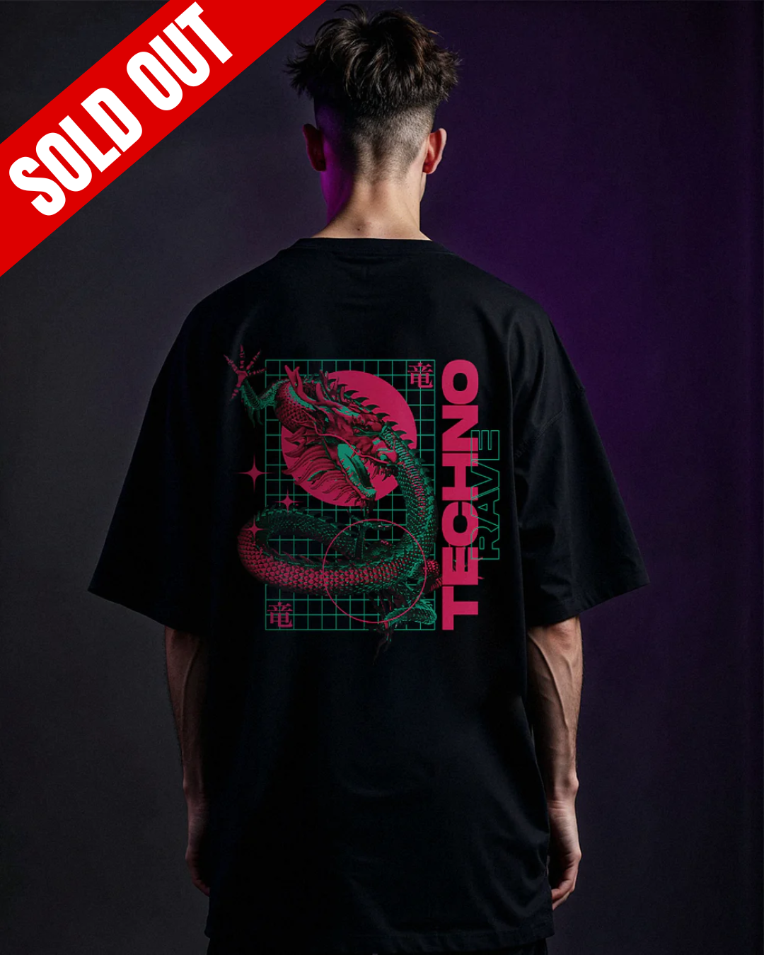 Techno Dragon Oversized Backpatch T-Shirt Unisex