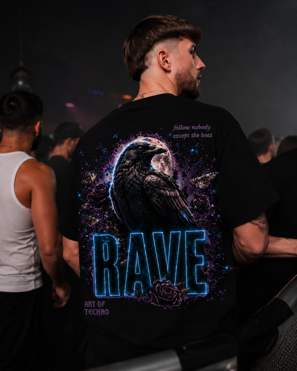 FEEL FREE AND RAVE - TECHNO OVERSIZED SHIRT - BACKPRINT