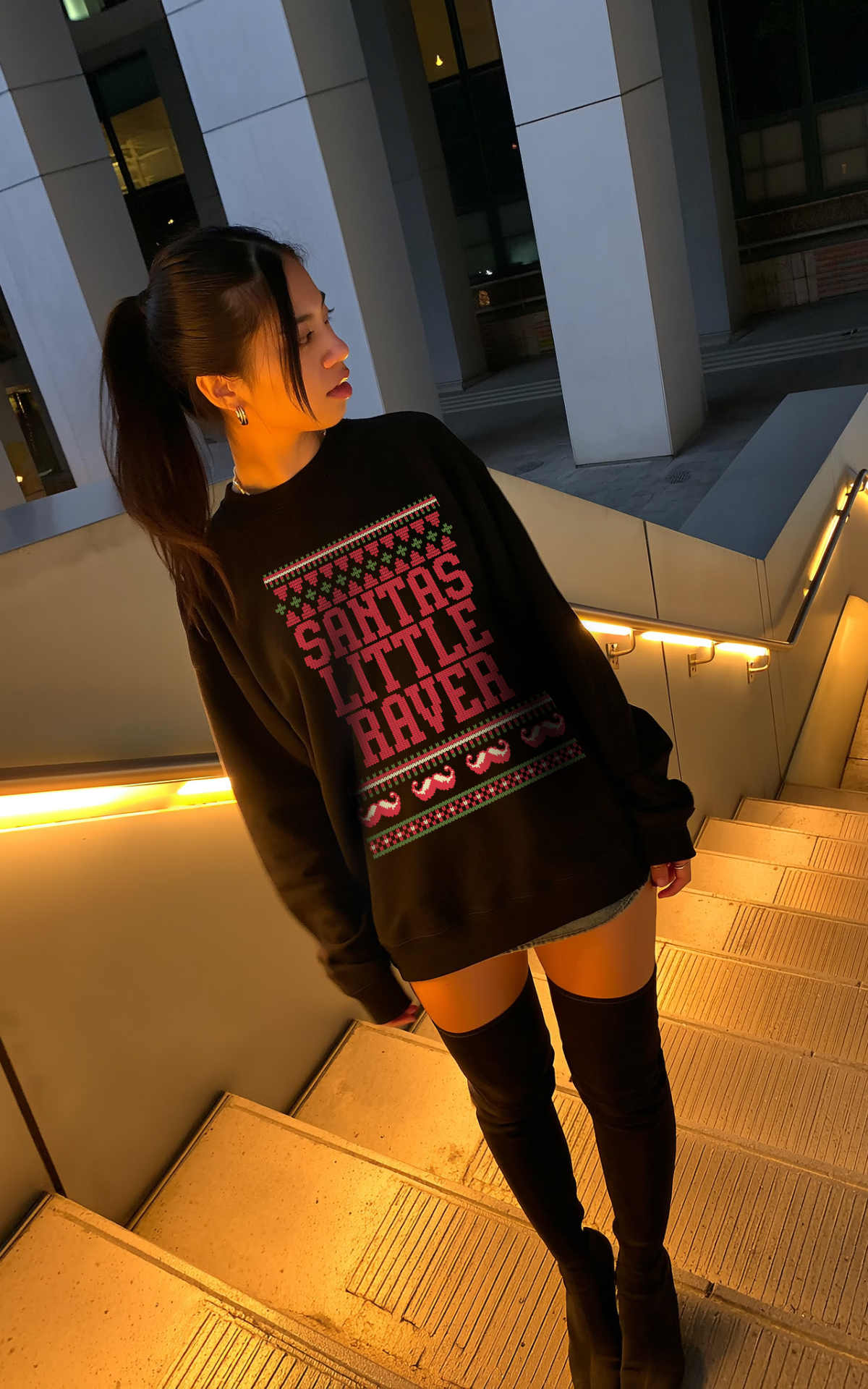 Santas Little Raver - CHRISTMAS SWEATER UNISEX