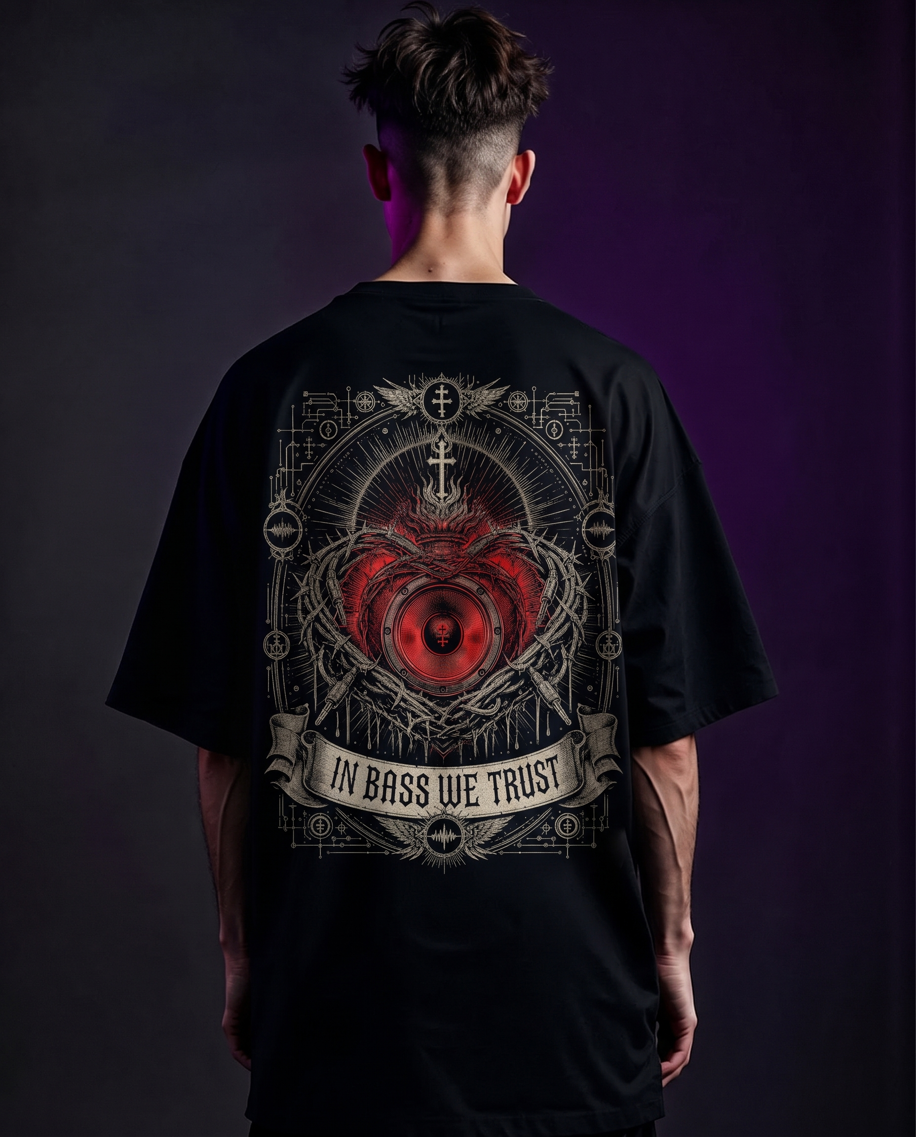 IN BASS WE TRUST - OVERSIZED TECHNO SHIRT - BACKPRINT