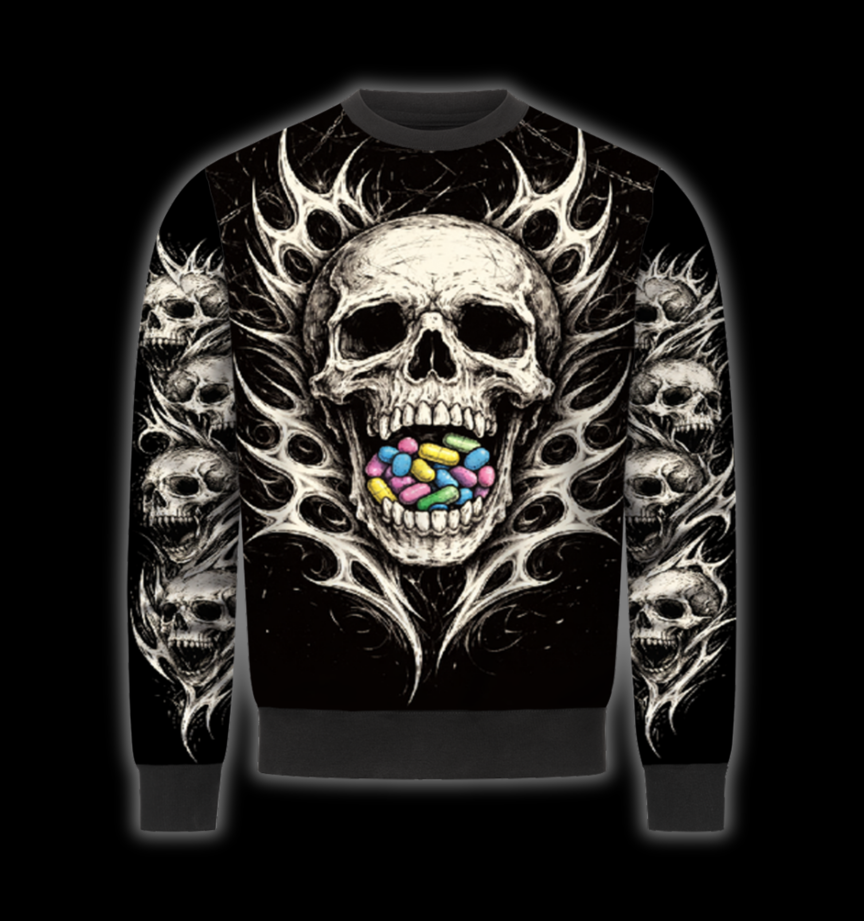 PILLS & SKULL - SWEATSHIRT AOP