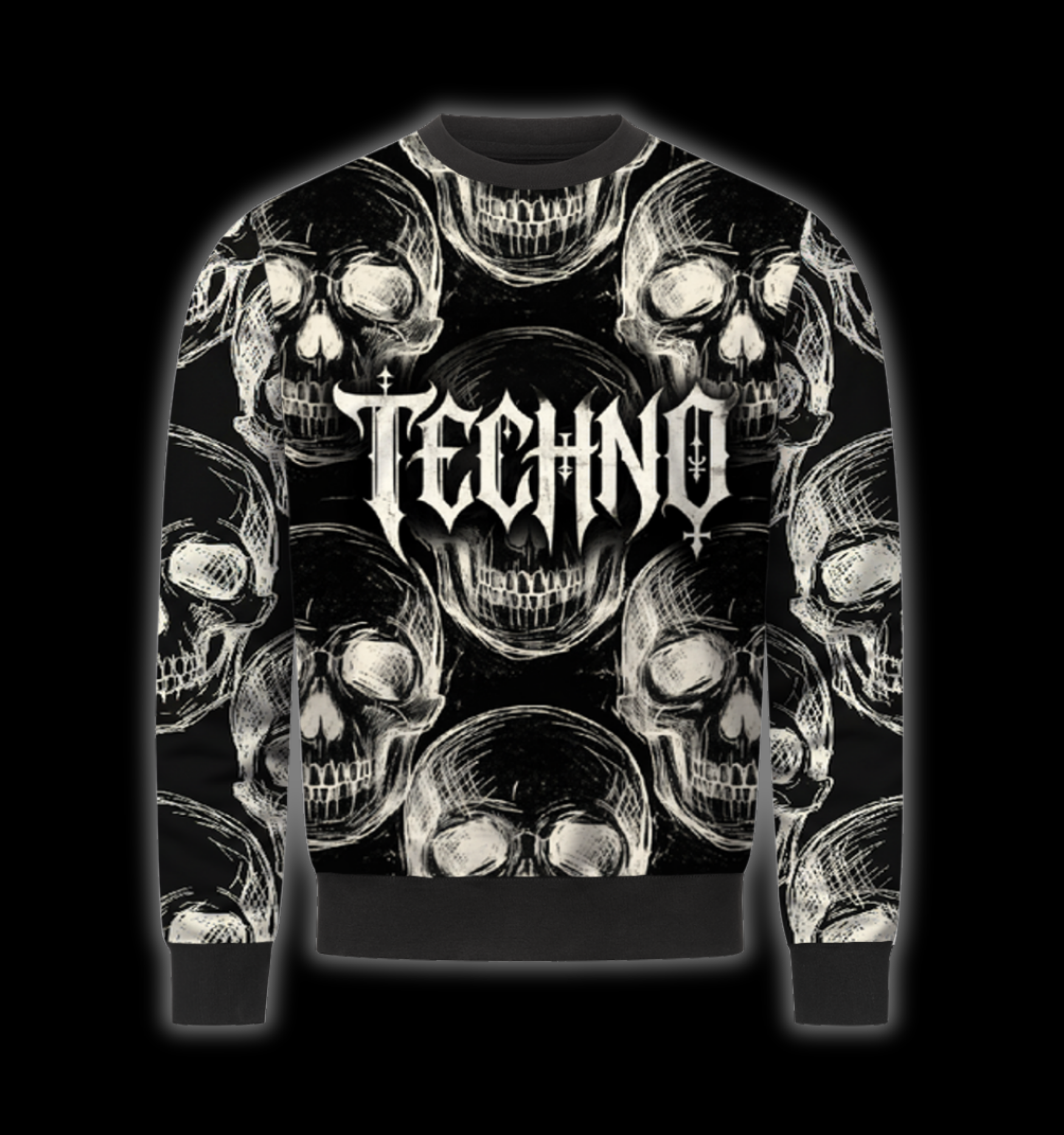 TECHNO SKULL - SWEATSHIRT AOP