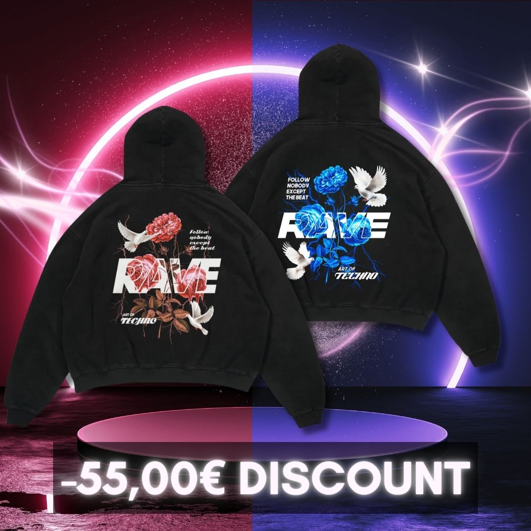 RAVE IN PEACE RED & BLUE HOODIE BUNDLE