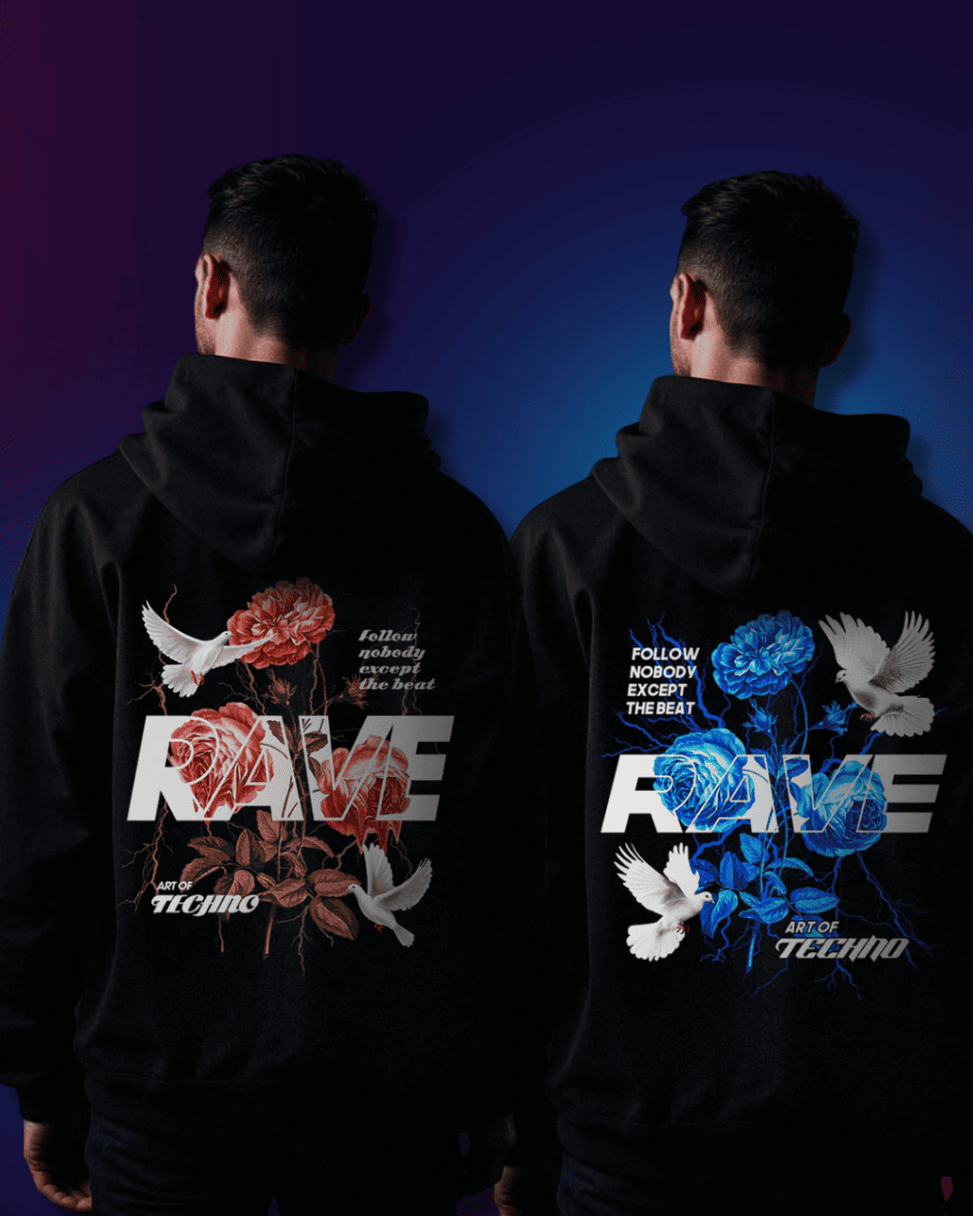 RAVE IN PEACE RED & BLUE HOODIE BUNDLE