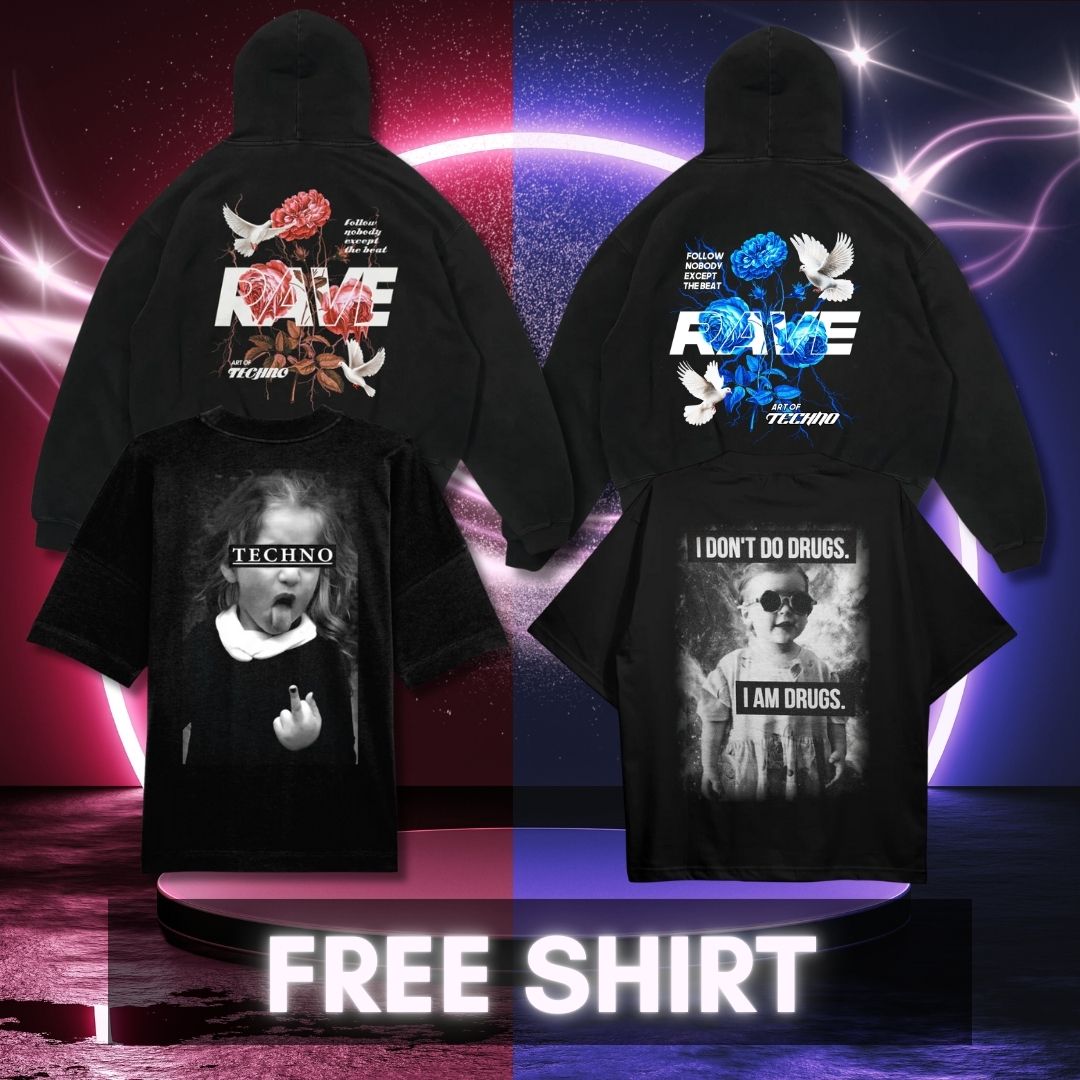 RAVE IN PEACE HOODIE AND FREE SHIRT BUNDLE