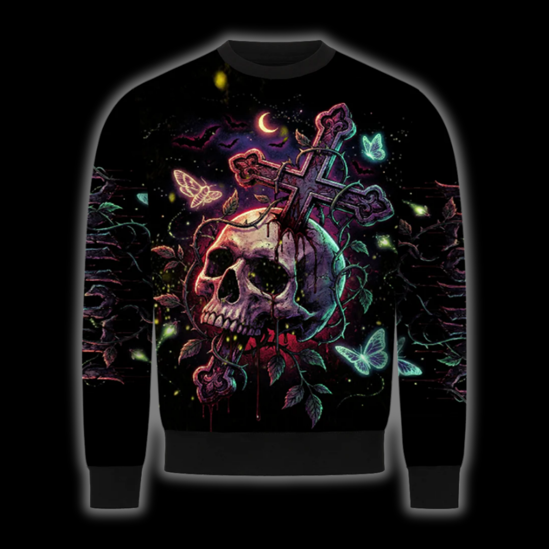 TECHNO SKULL - SWEATSHIRT AOP