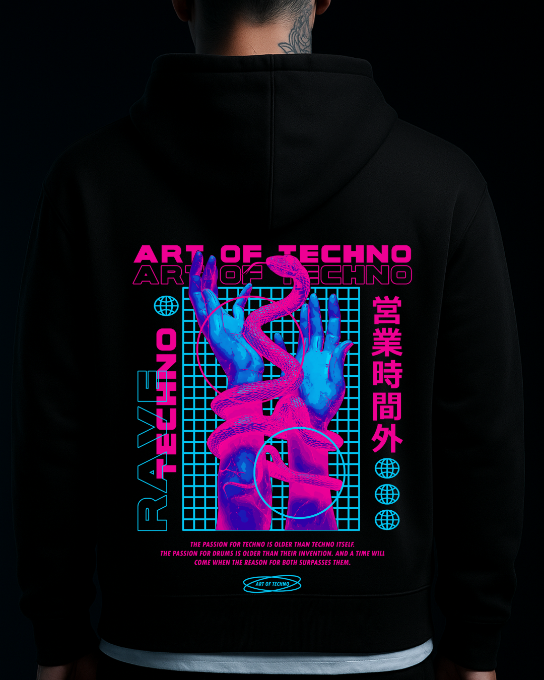 LIVE THE ART OF TECHNO - Oversized Zipper Hoodie