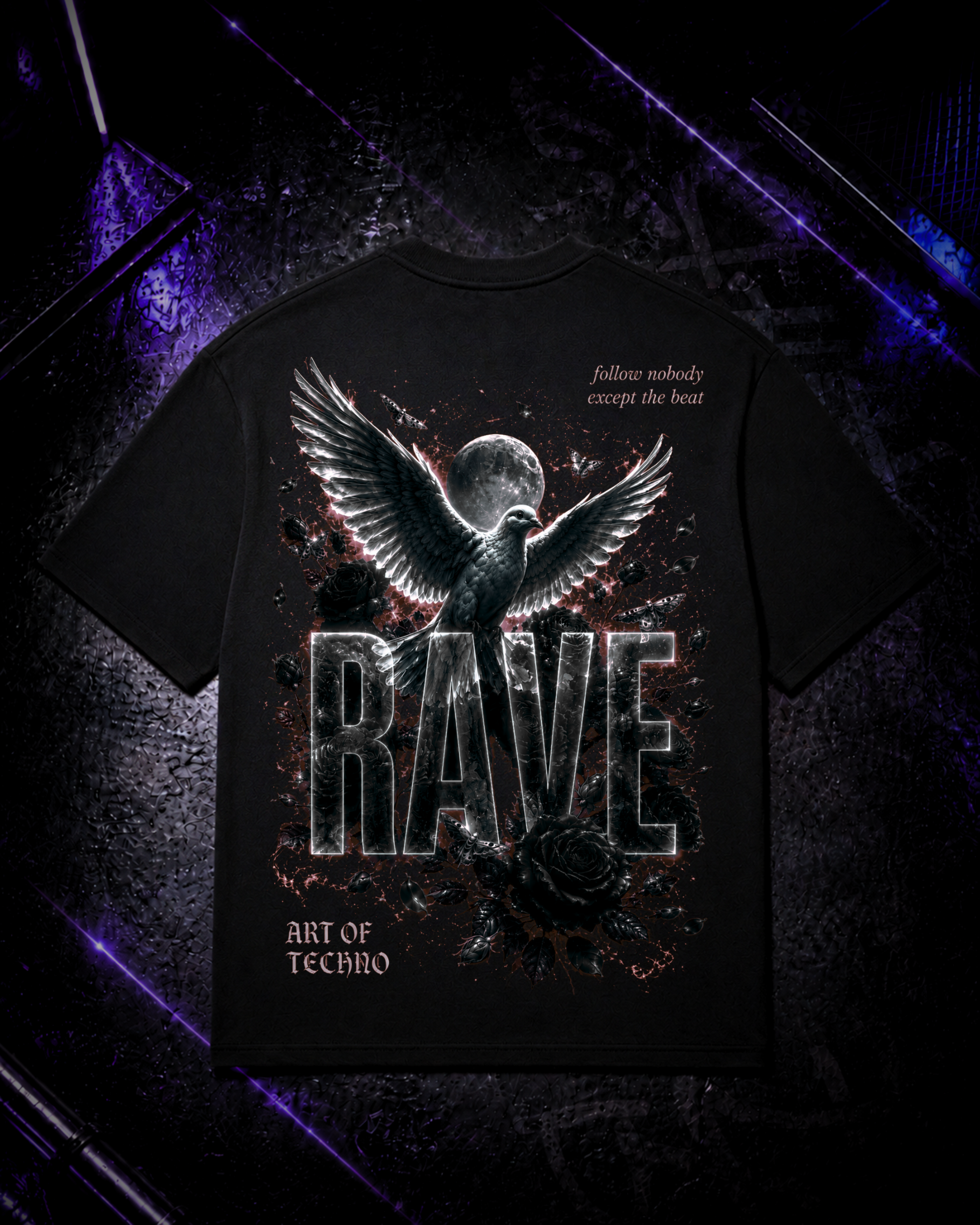 RAVE IN HARMONY - TECHNO OVERSIZED SHIRT - BACKPRINT
