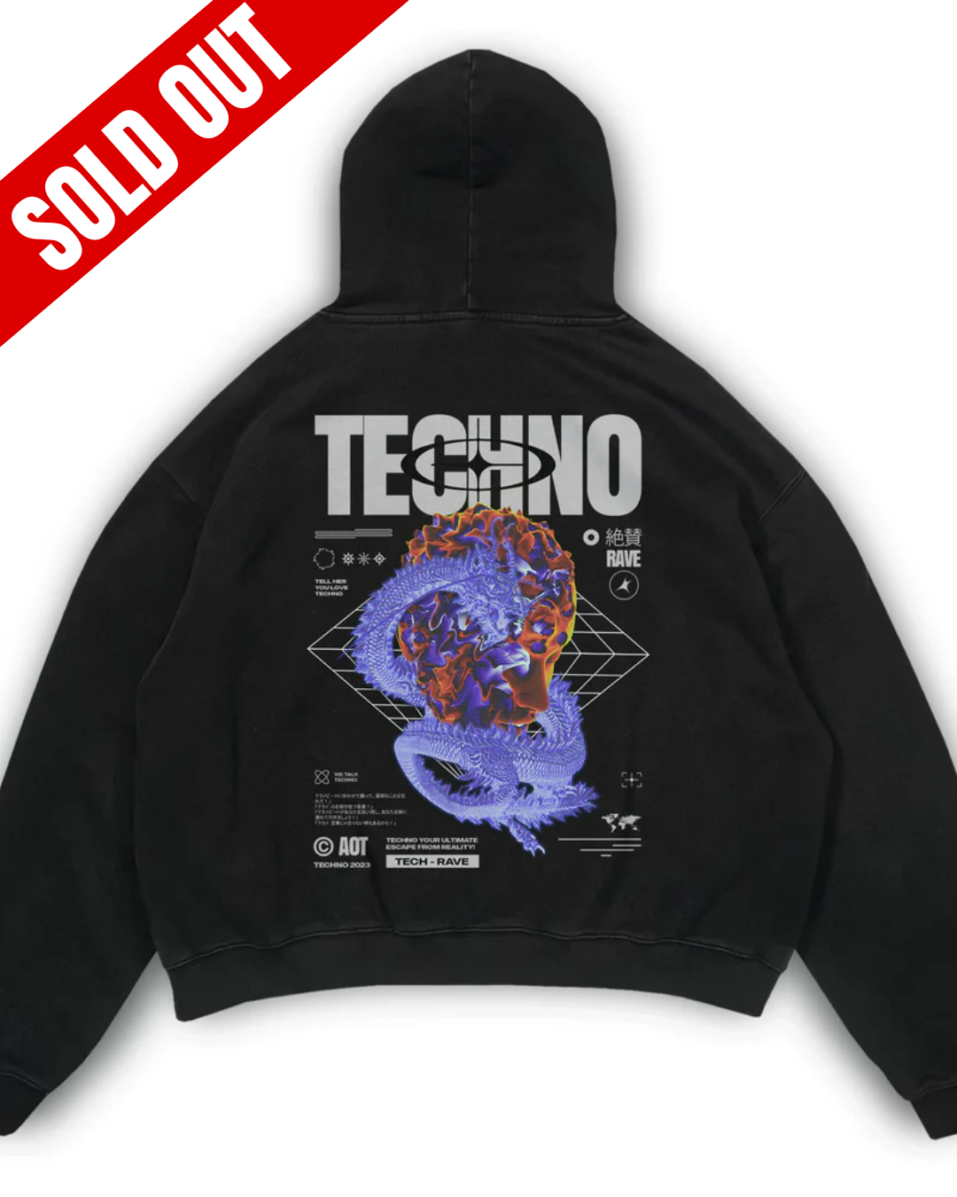 Techno Guardian Dragon Oversized Hoodie