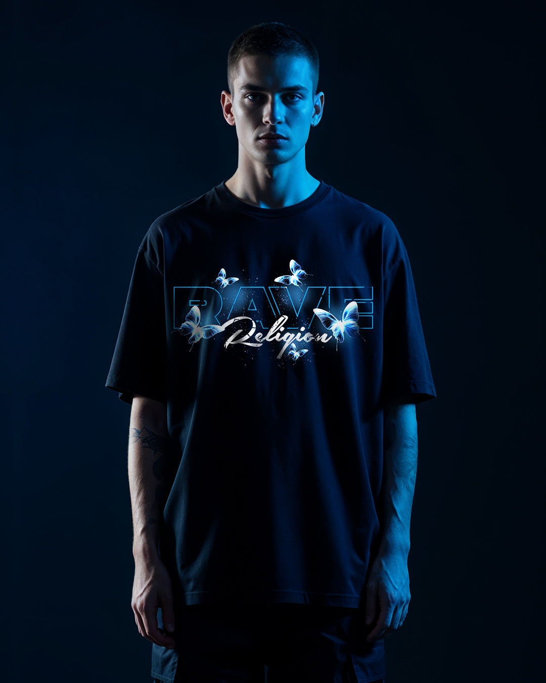 rave religion blue oversized shirt - spring collection