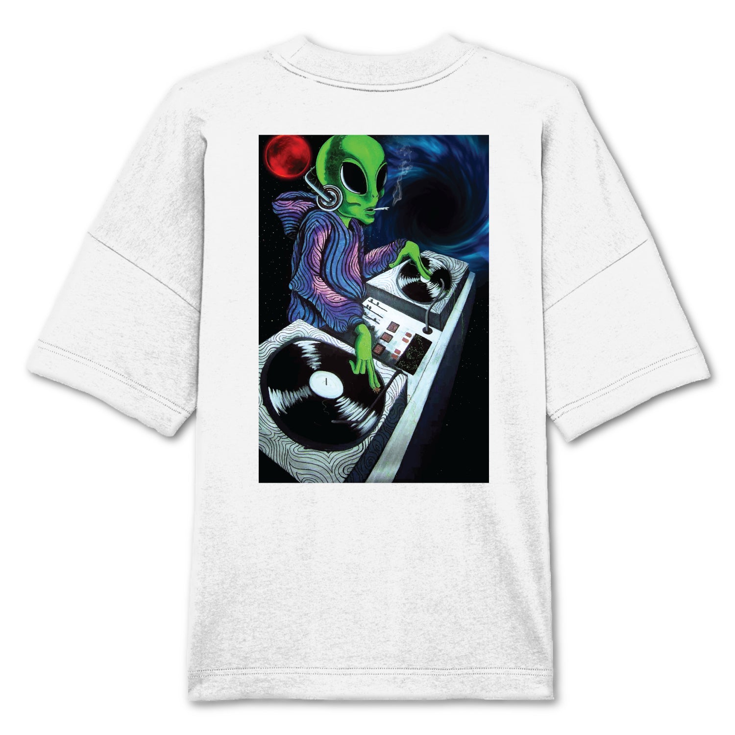 Alien DJ Oversized Back Patch T-Shirt