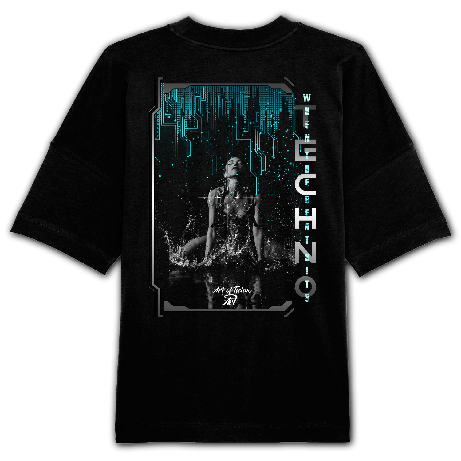 Techno Rain Oversized Back Patch T-Shirt