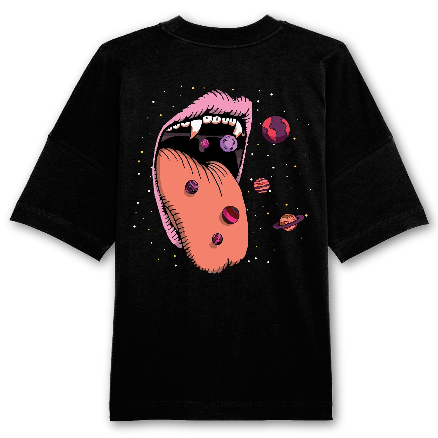 Camiseta extragrande con parche trasero Space Mouth unisex