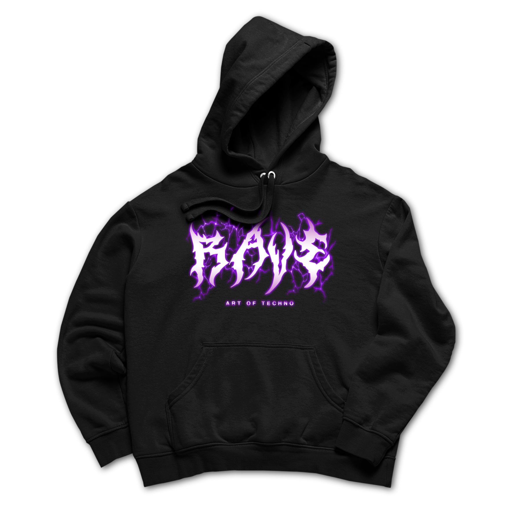 Rave Lightning Front Print Hoodie