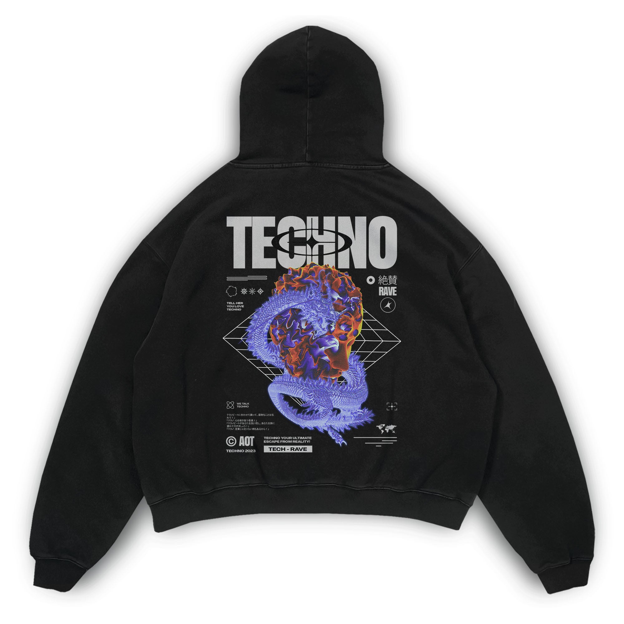 Techno Guardian Dragon Oversized Hoodie