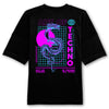 Techno Neon Dragon camiseta extragrande con parche en la espalda