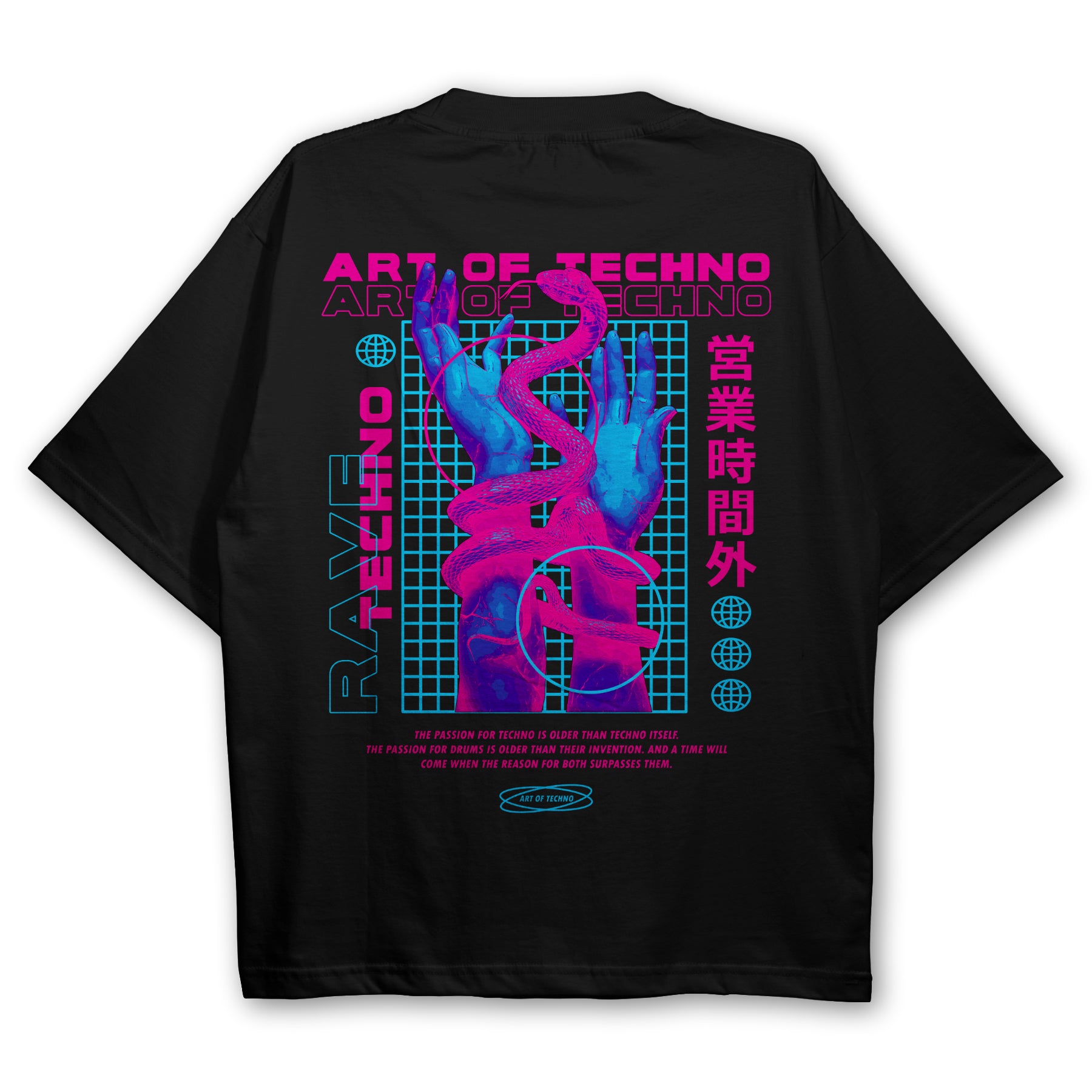Maglietta Uomo Techno Rave MoonWorks - Nera, Cotone, Scritta Logo - Taglia Unica