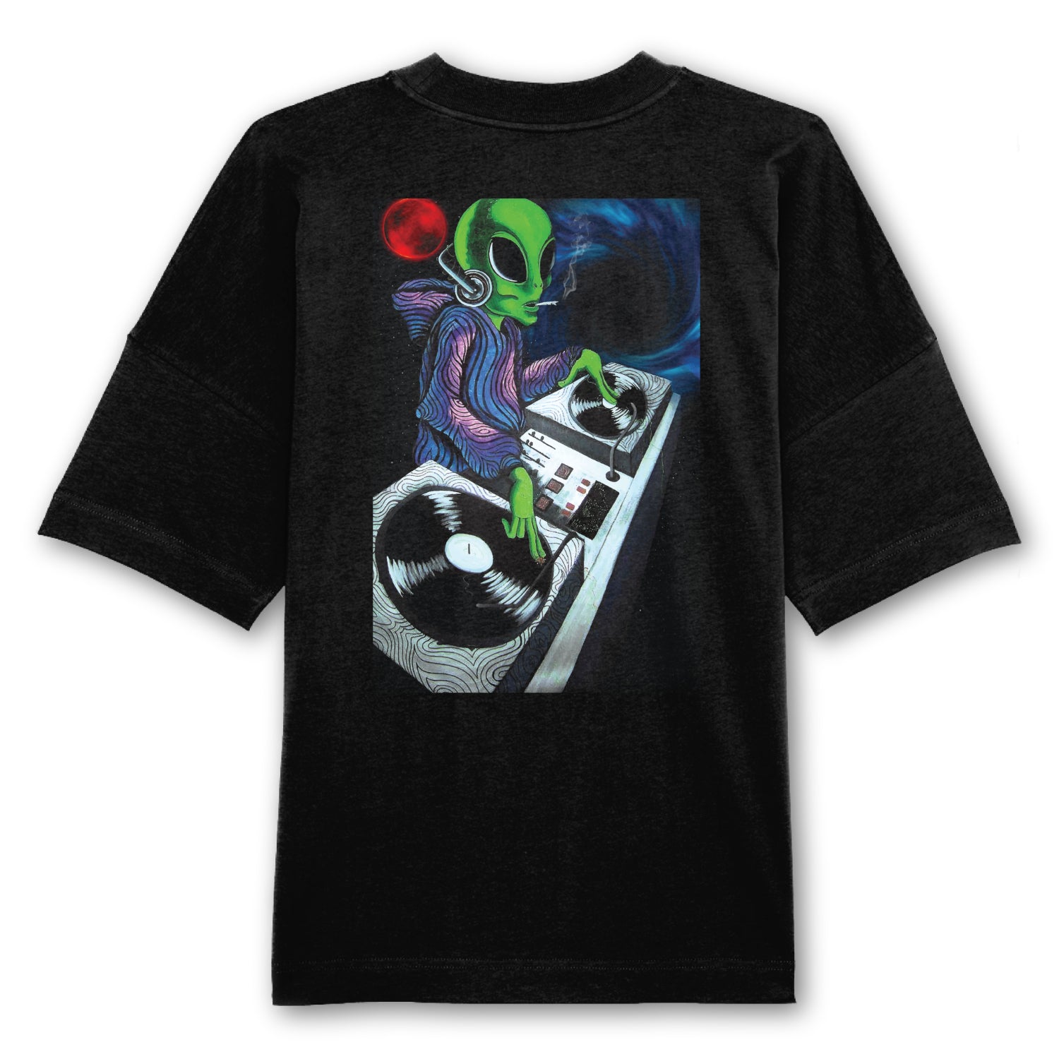 Alien DJ Oversized Back Patch T-Shirt