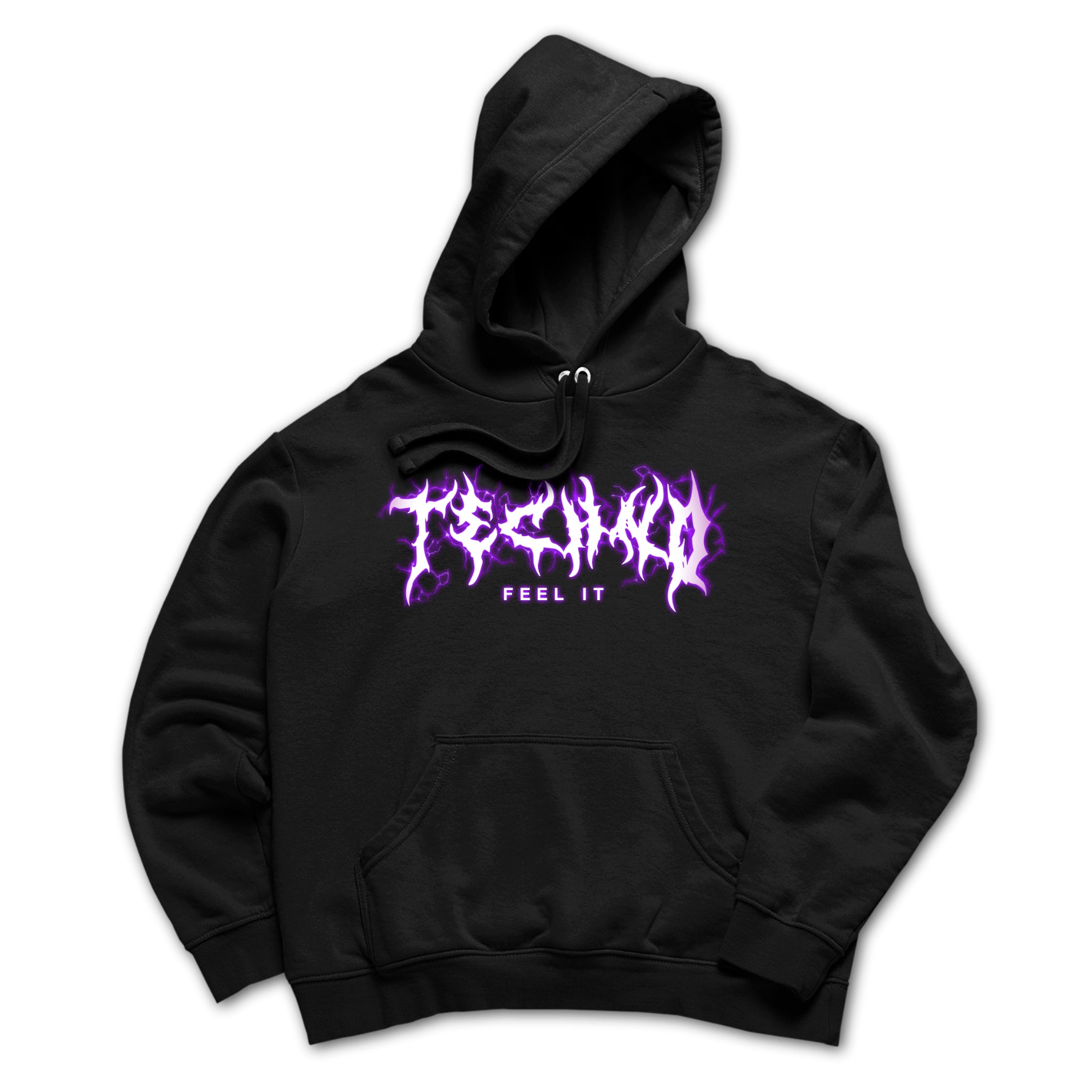 Techno Lightning Front Print Hoodie