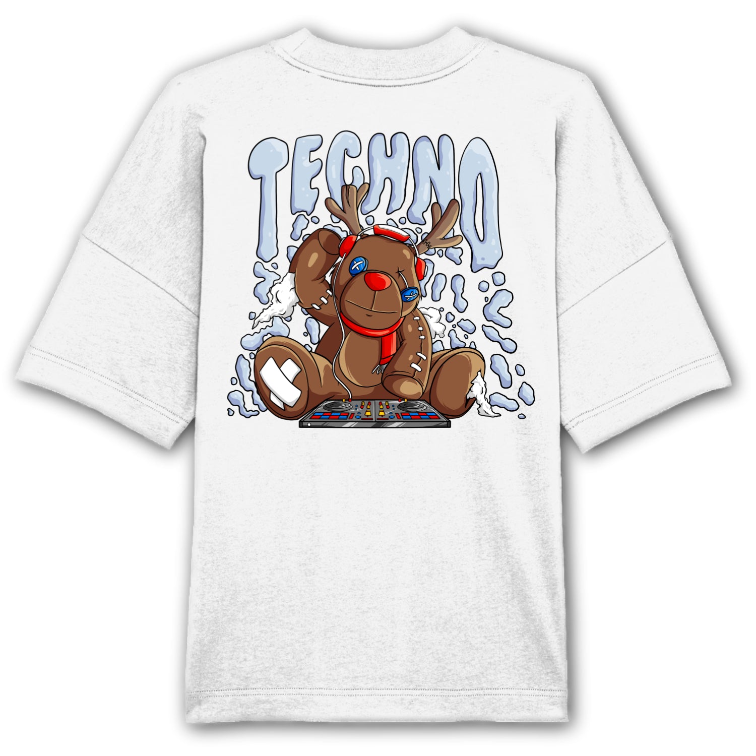 Techno Raindeer camiseta extragrande con parche en la espalda unisex