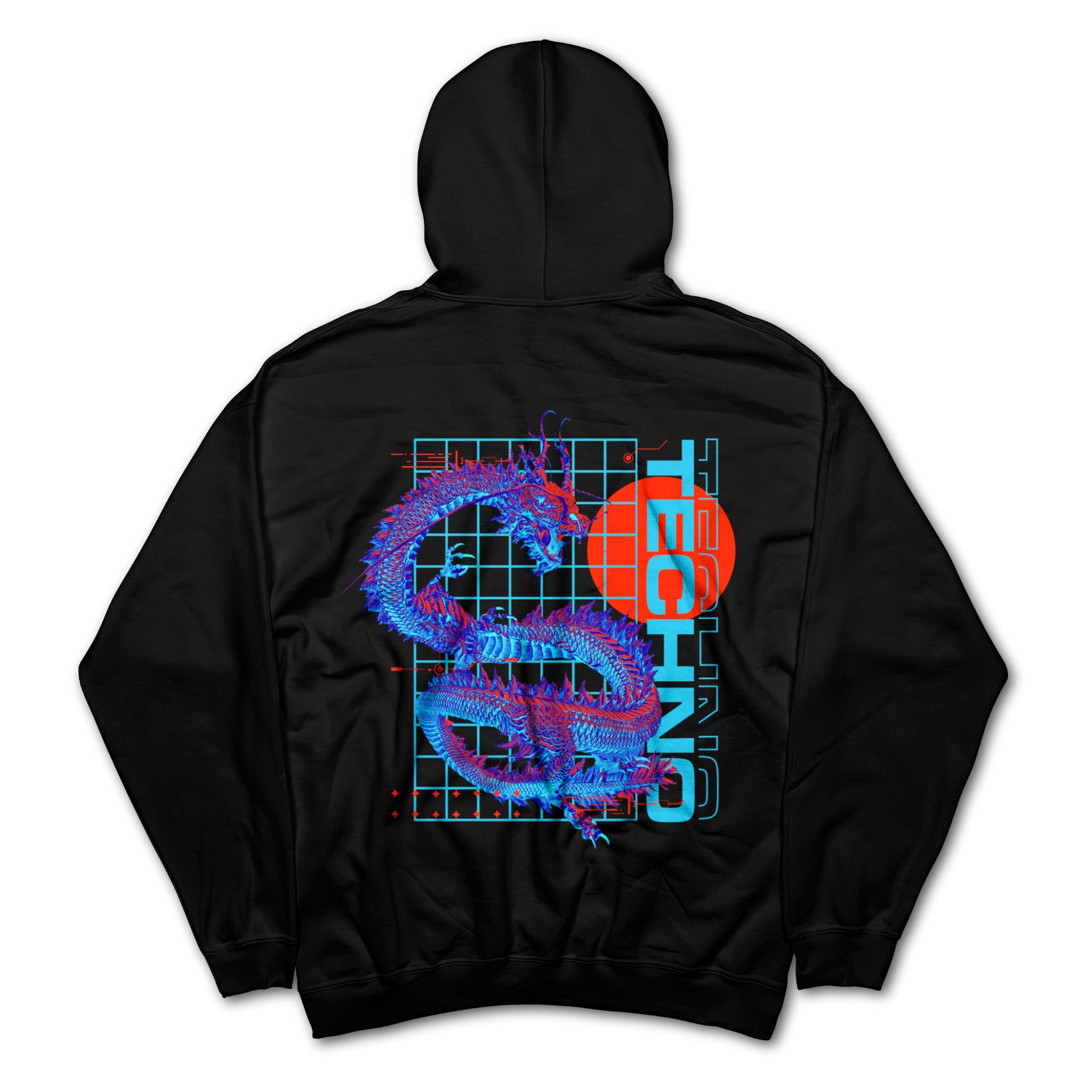 Blue Techno Dragon Hoodie