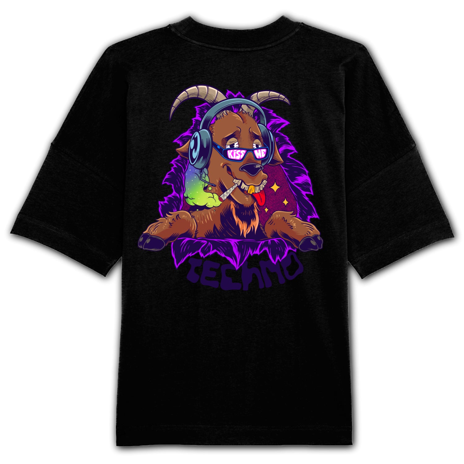 Techno Goat Oversized Back Patch T-Shirt