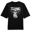 Feel Techno oversized T-shirt met print op de voorkant