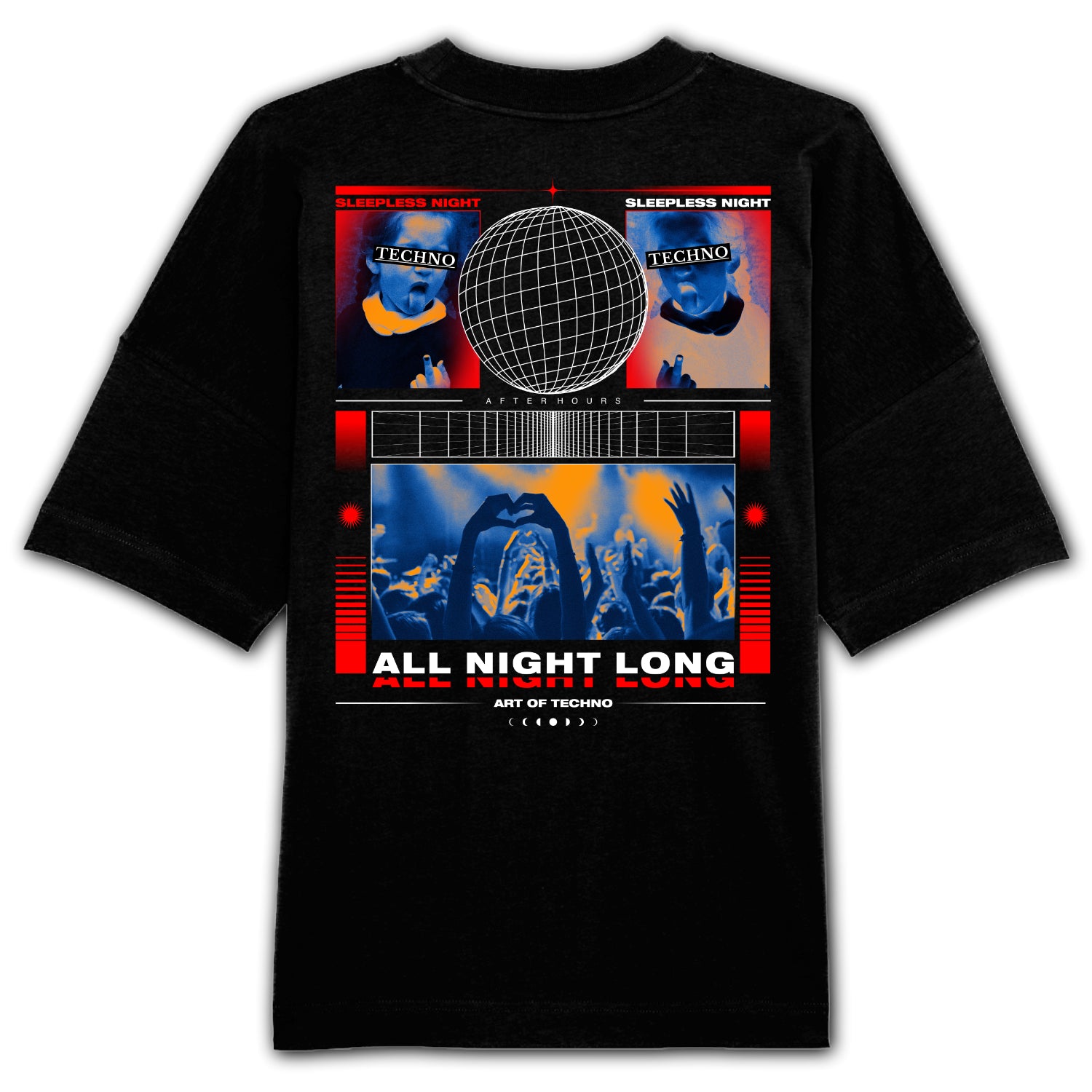 All Night Long camiseta extragrande con parche en la espalda