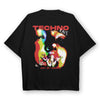 Camiseta oversize techno colorida unisex