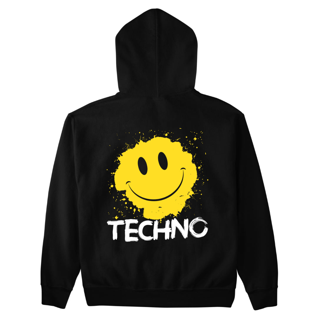 Techno Splash Smiley Backpatch Unisex Hoodie