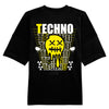 Techno Smiley camiseta extragrande con parche en la espalda unisex