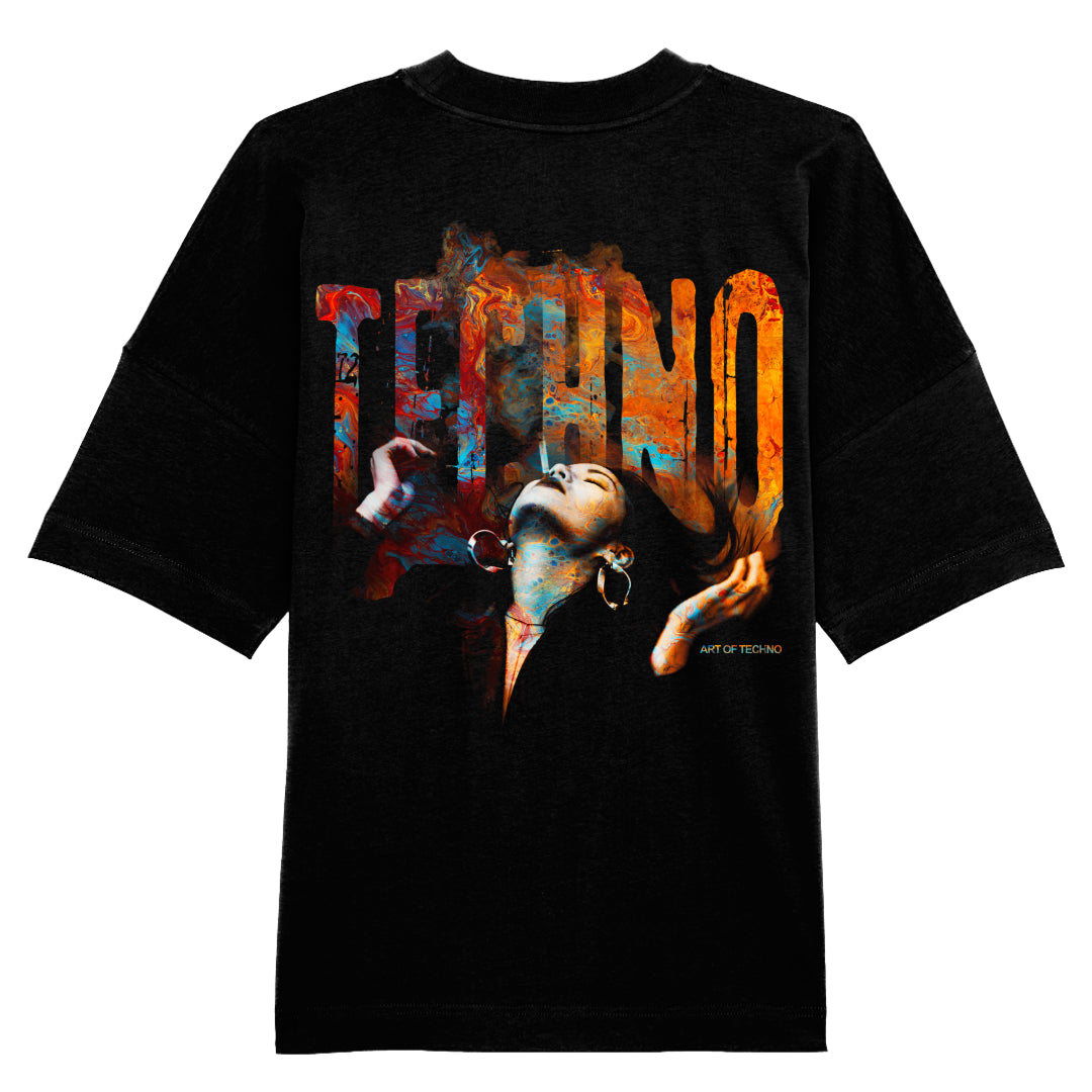 Camiseta Feel Techno extragrande con parche en la espalda unisex